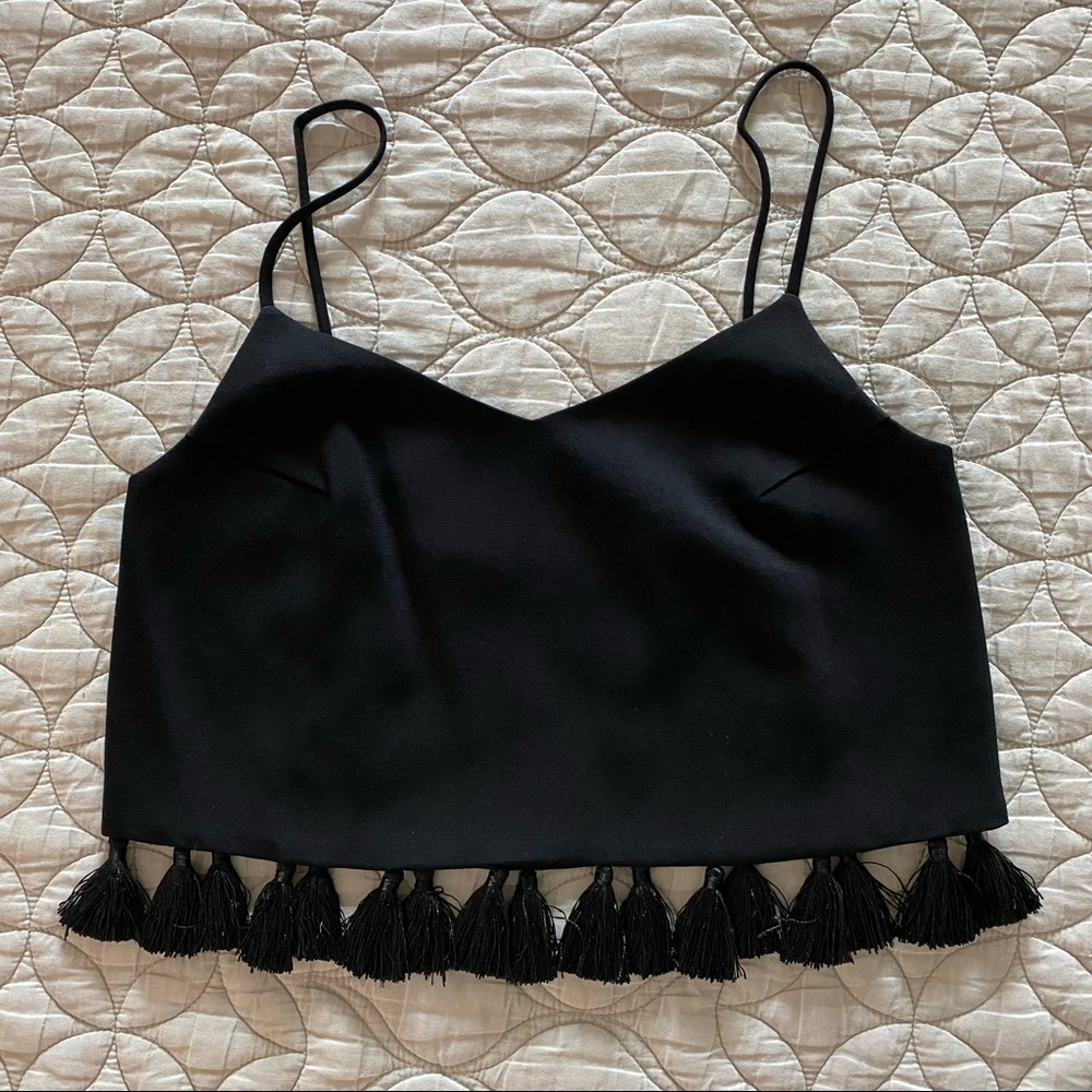 Club Monaco | Cropped Tassel Camisole — Black | XS